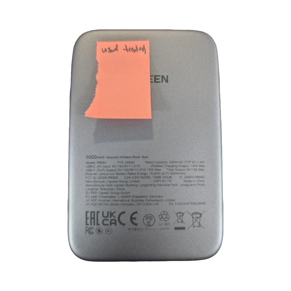 Nn6U Ugreen Magnetic Wireless Fast Charging 15W Power Bank 5000mAh Used Read⬇️